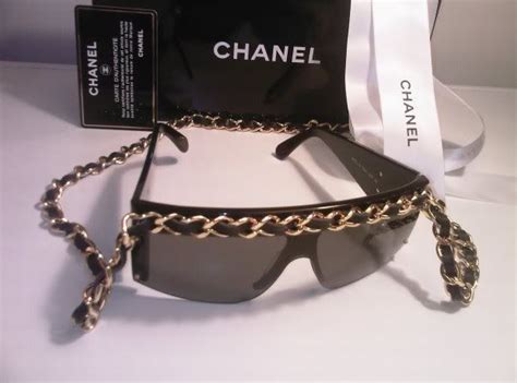 vintage chanel gold chain shield sunglasses|chanel shield sunglasses vintage.